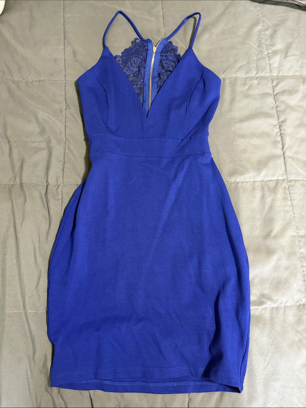 Windsor Cobalt Blue Lace-Back Mini Dress